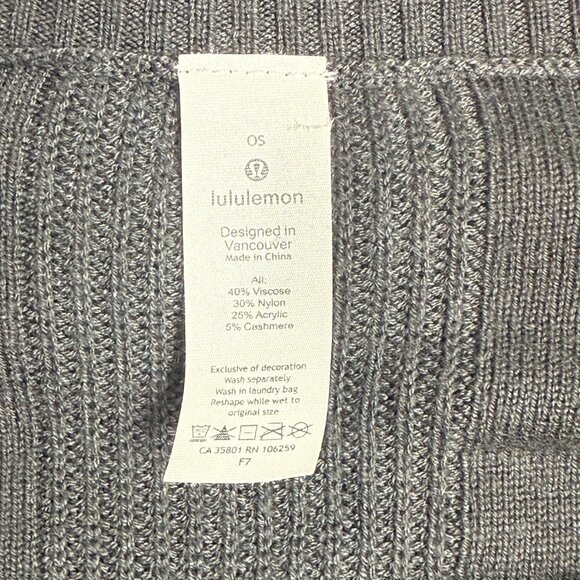 Lululemon Be At Ease Poncho Womens OS Gray Knit High-Low Short Sleeve Sweater - Picture 7 of 7